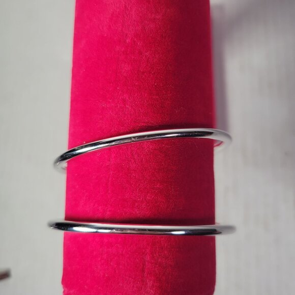 Set of 2 Monet Silver Tone Classic Bangle Bracelets - Picture 2 of 3